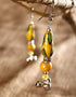Drop Bead With Ghungroo Pendant Earring (Yellow)